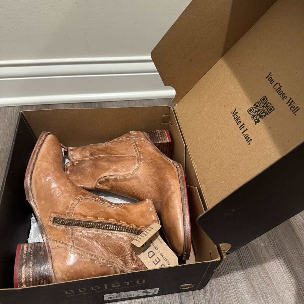 Bed Stu Merryli Tan Rustic TML Leather Heeled Boots - Picture 10 of 12